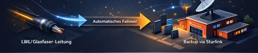 Automatisches Failover von LWL auf Satellit-Backup
